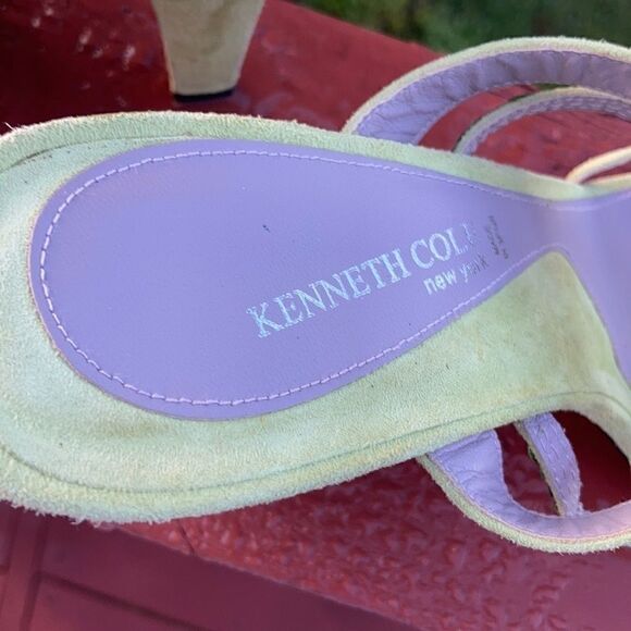 Kenneth Cole Chartreuse suede sequin sandals 9.5 - Picture 14 of 15